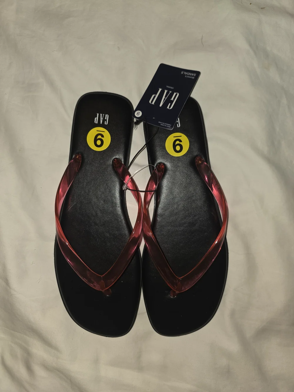 GAP Women’s Black Sandals with Pink Translucent Straps